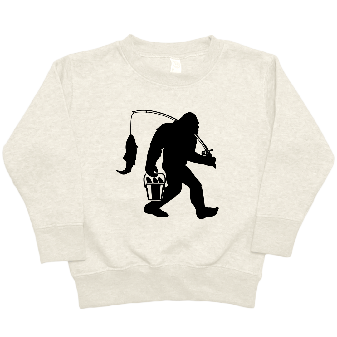 Fishing Sasquatch Toddler Crew Neck Sweatshirt