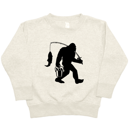 Fishing Sasquatch Toddler Crew Neck Sweatshirt