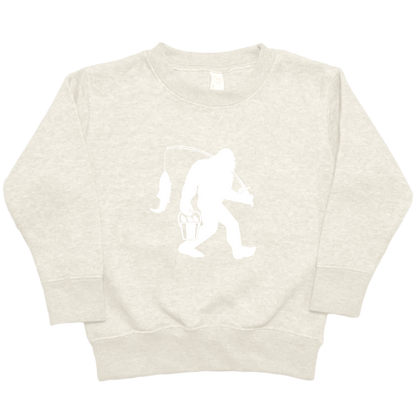 Fishing Sasquatch Toddler Crew Neck Sweatshirt