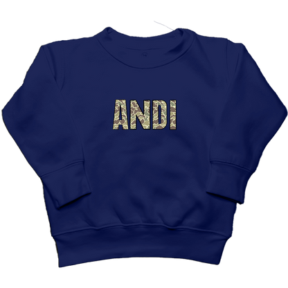 Personalized Camo Name Kids Crew Neck