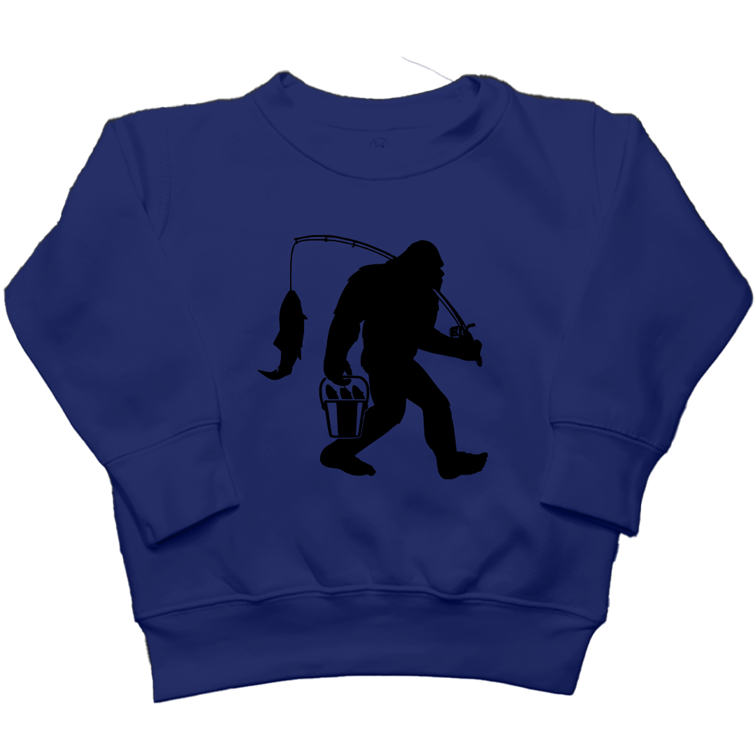 Fishing Sasquatch Toddler Crew Neck Sweatshirt