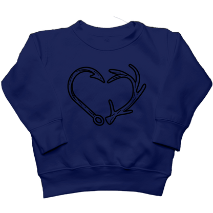 Hook Antler Heart Kids Crew Neck Sweatshirt