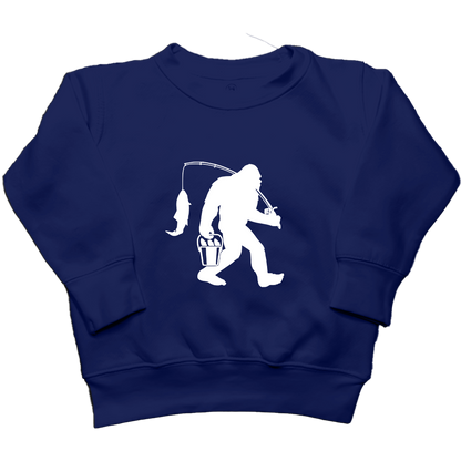 Fishing Sasquatch Toddler Crew Neck Sweatshirt