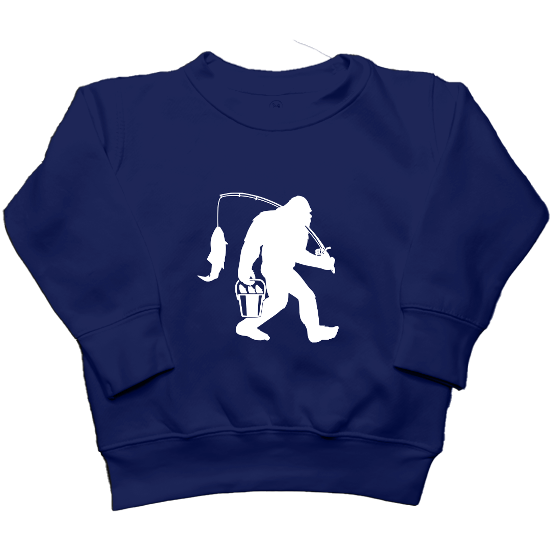 Fishing Sasquatch Toddler Crew Neck Sweatshirt