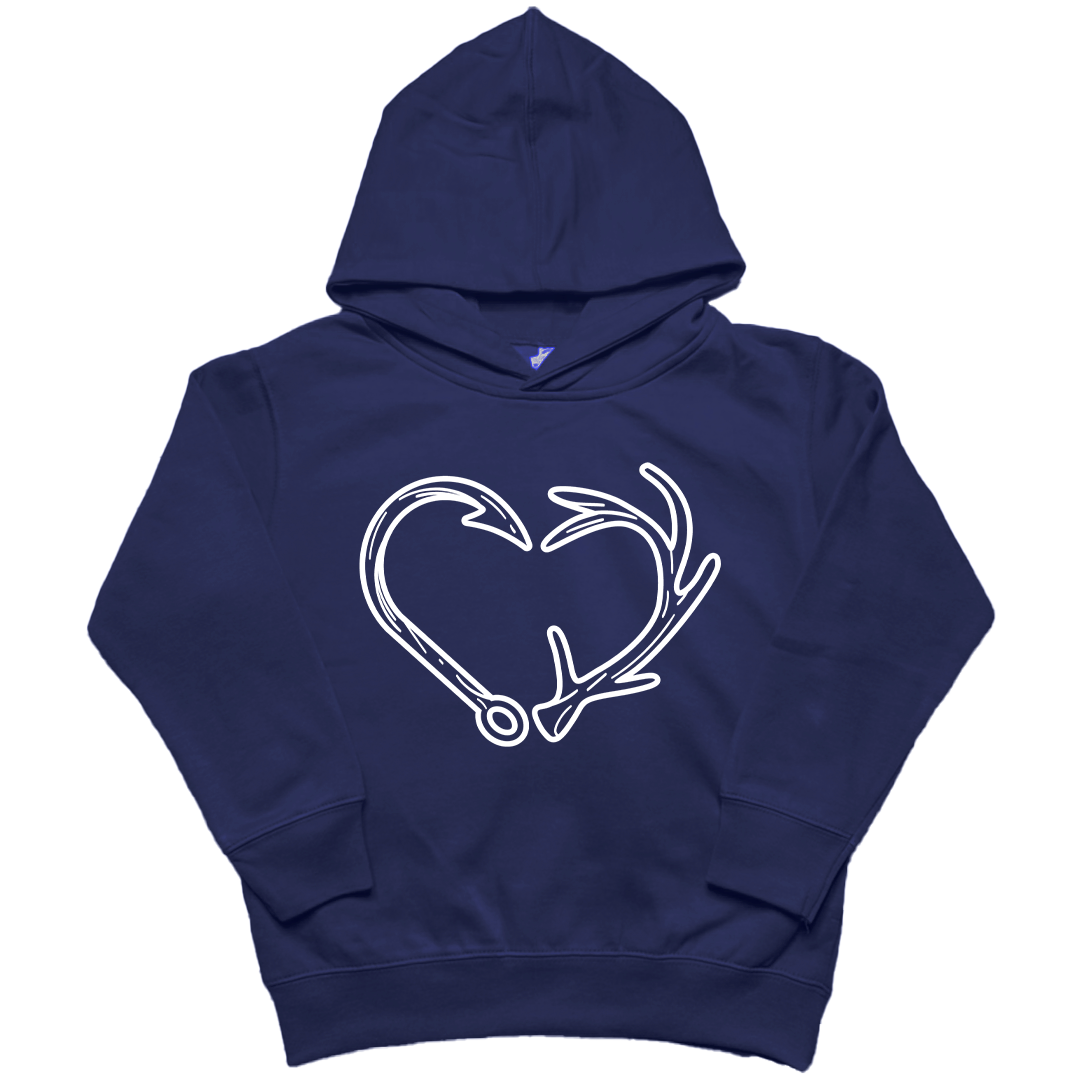 Hook Antler Heart Kids Hoodie