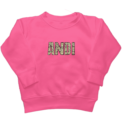 Personalized Camo Name Kids Crew Neck