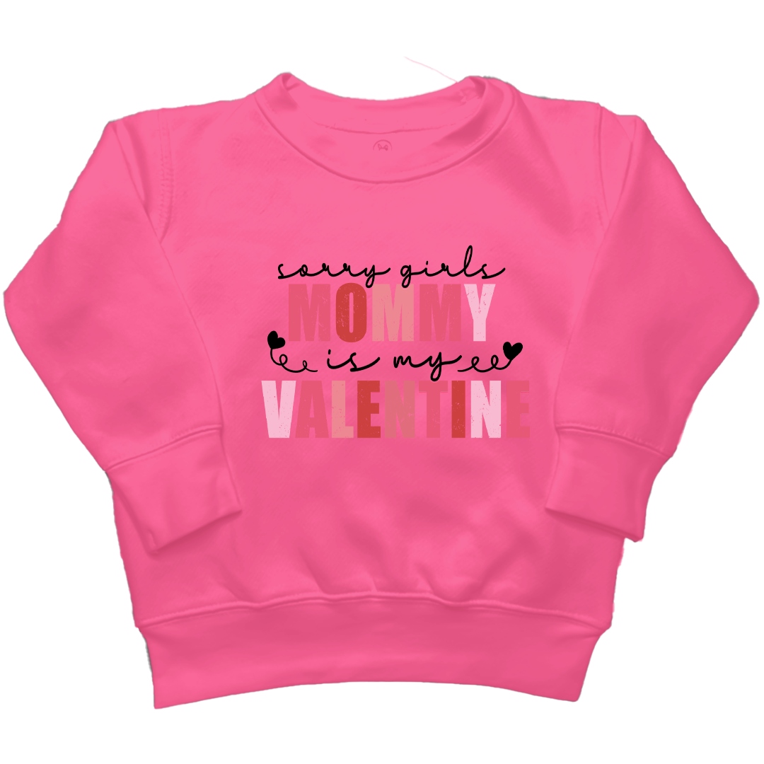 Mommy Is My Valentine Kids Crew Neck Sweatshirt