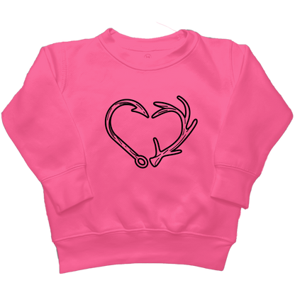 Hook Antler Heart Kids Crew Neck Sweatshirt