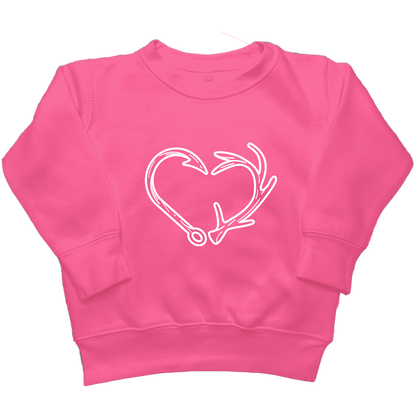 Hook Antler Heart Kids Crew Neck Sweatshirt