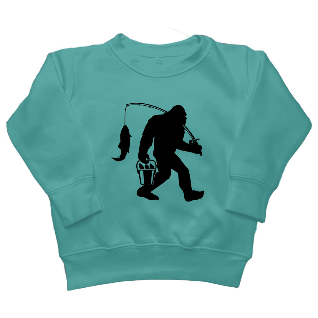 Fishing Sasquatch Toddler Crew Neck Sweatshirt