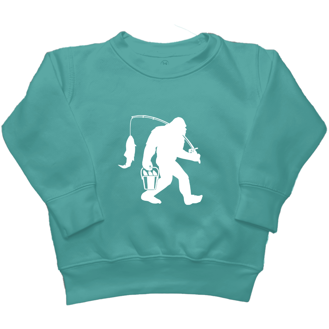 Fishing Sasquatch Toddler Crew Neck Sweatshirt