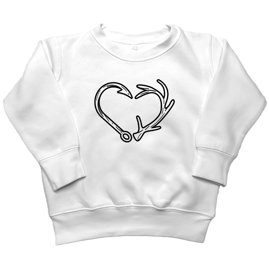 Hook Antler Heart Kids Crew Neck Sweatshirt