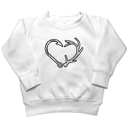 Hook Antler Heart Kids Crew Neck Sweatshirt