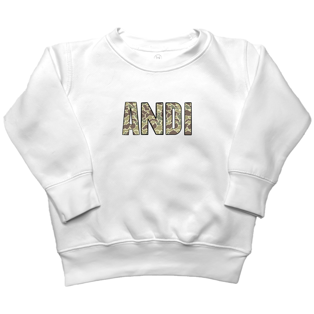 Personalized Camo Name Kids Crew Neck