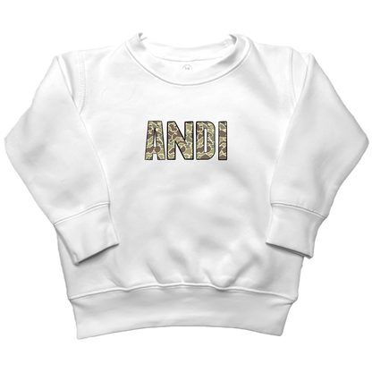 Personalized Camo Name Kids Crew Neck