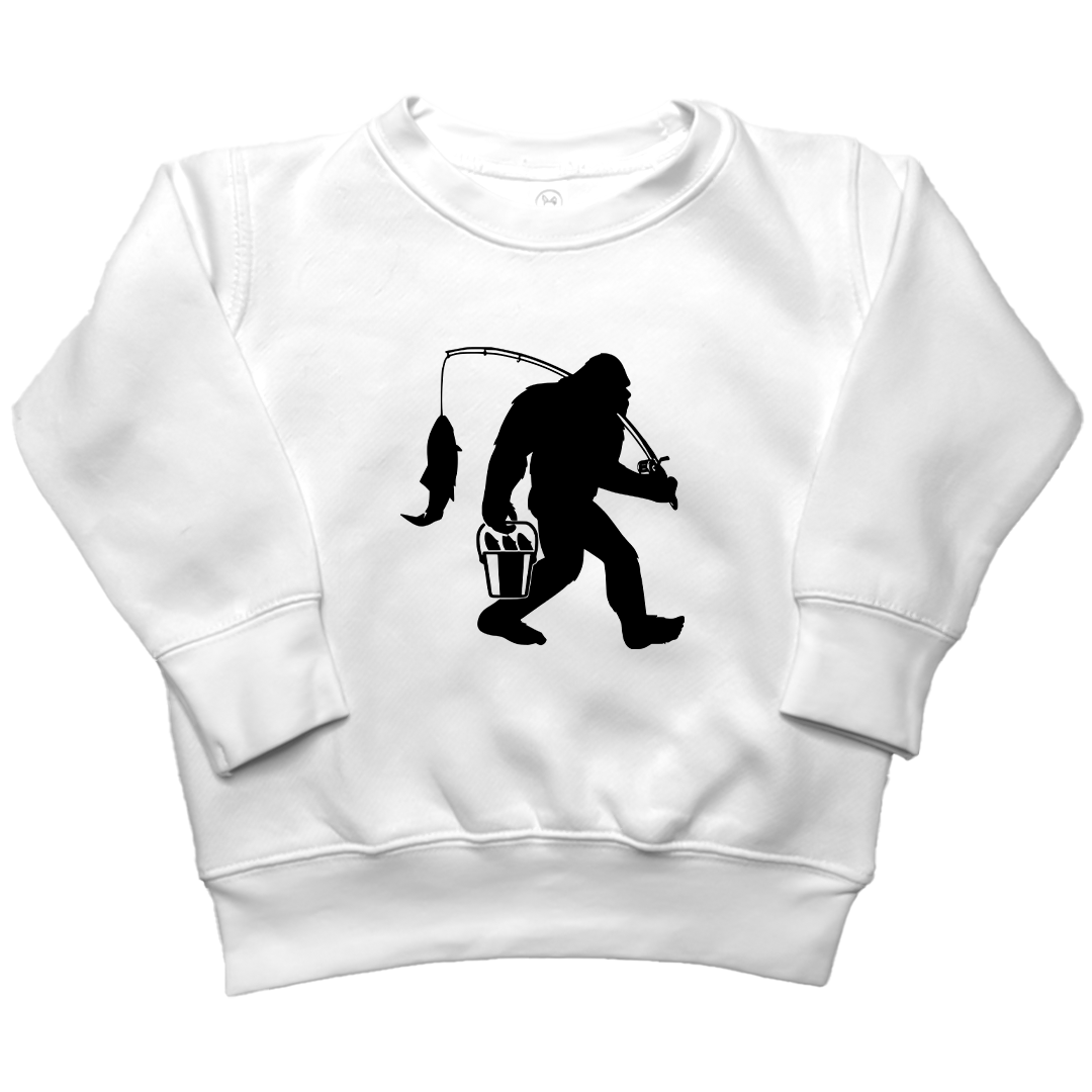 Fishing Sasquatch Toddler Crew Neck Sweatshirt