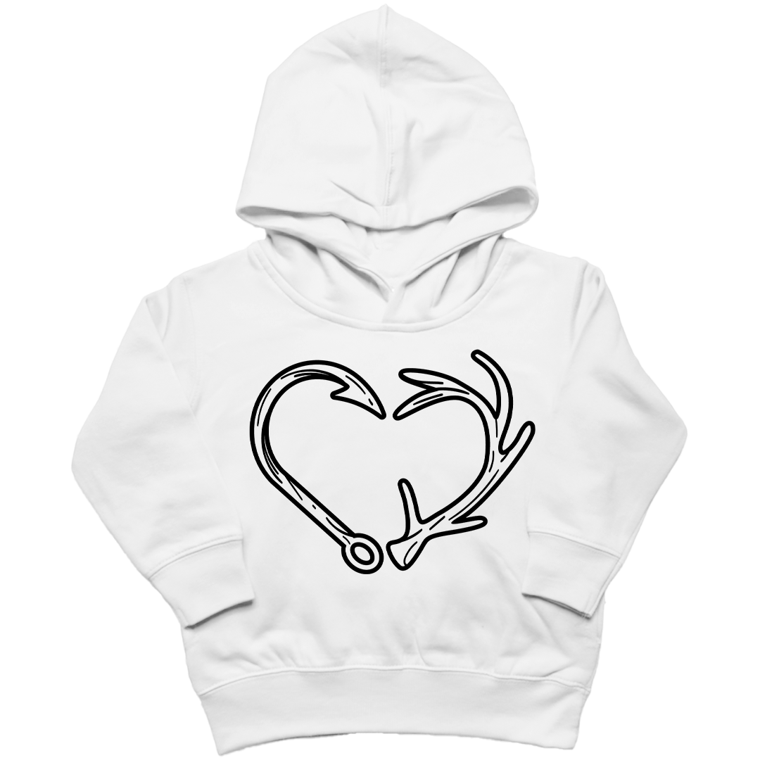 Hook Antler Heart Kids Hoodie