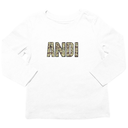 Personalized Camo Name Kids Long Sleeve Tee