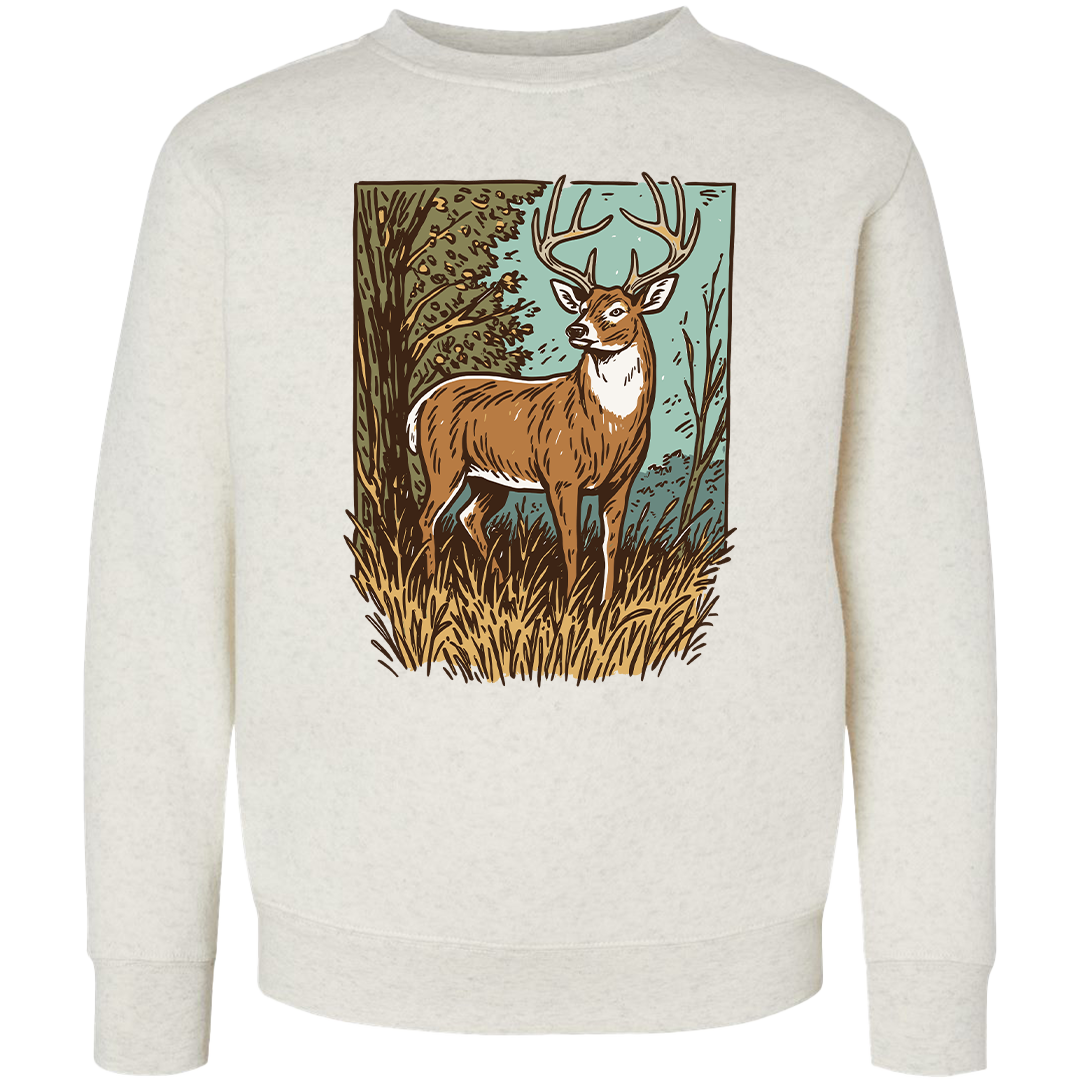 Vintage Deer Kids Crew Neck Sweatshirt