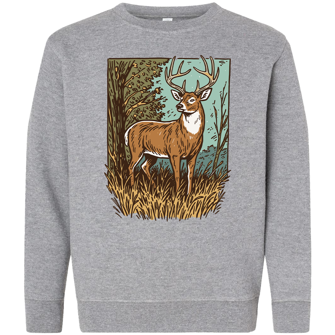 Vintage Deer Kids Crew Neck Sweatshirt
