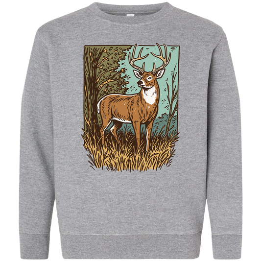 Vintage Deer Kids Crew Neck Sweatshirt