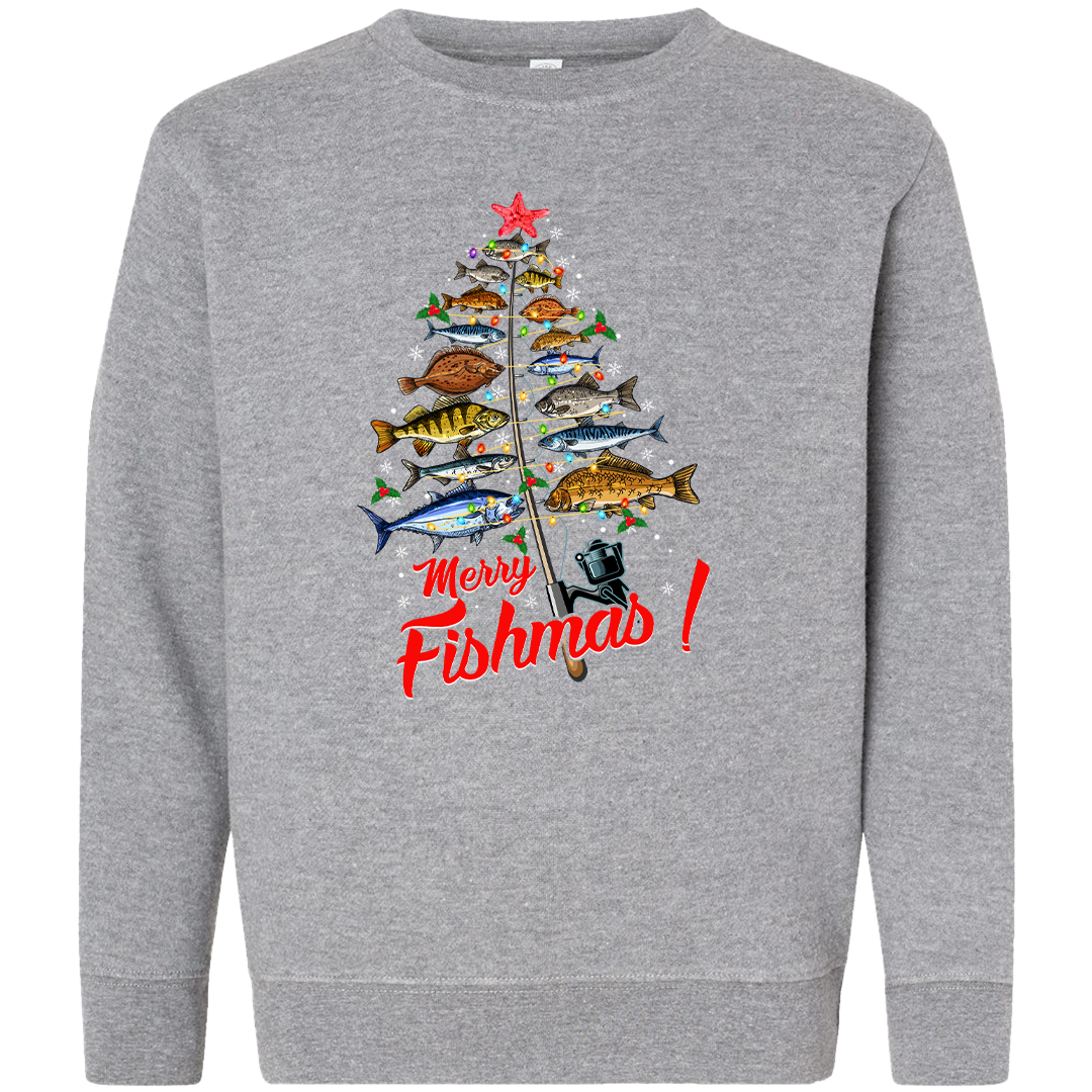Merry Fishmas Kids Crew Neck Sweatshirt