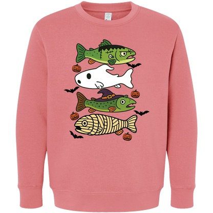 Halloween Fish Kids Crew Neck Sweatshirt
