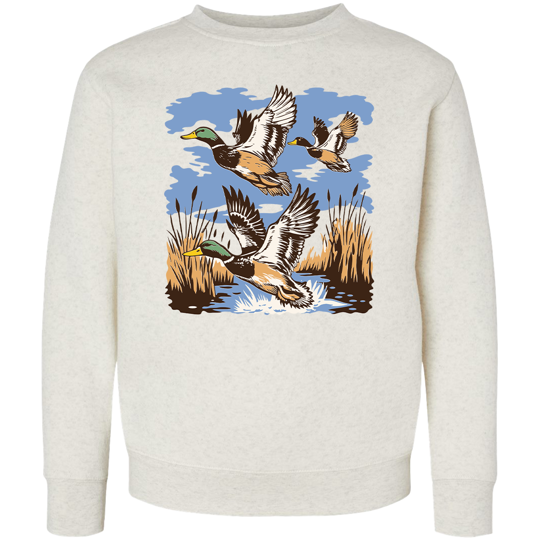 Vintage Ducks Kids Crew Neck Sweatshirt