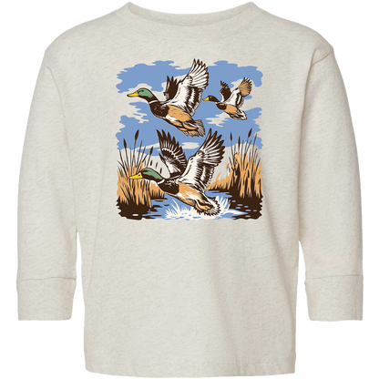 Vintage Ducks Kids Long Sleeve Tee