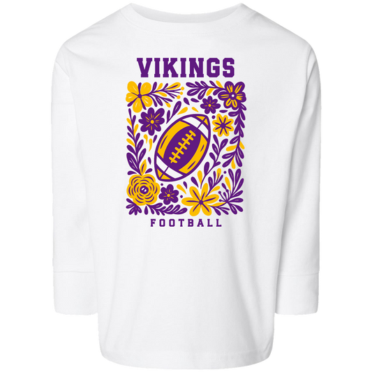 Vikings Floral Kids Long Sleeve Tee