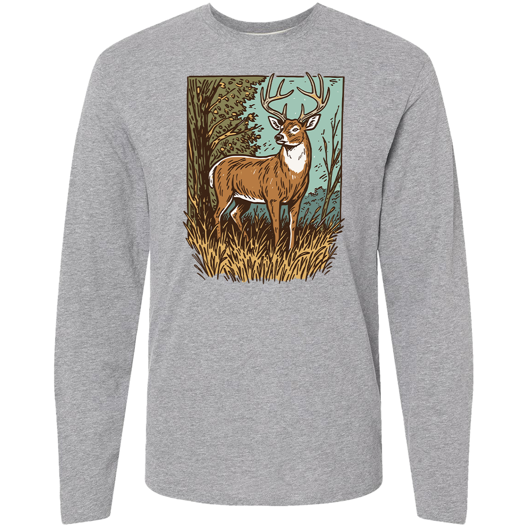 Vintage Deer Adult Long Sleeve Tee