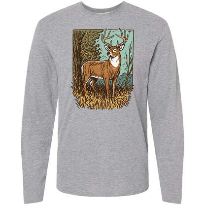 Vintage Deer Adult Long Sleeve Tee