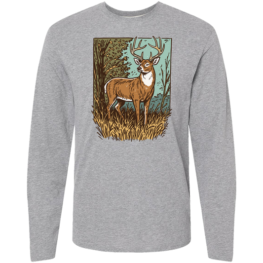 Vintage Deer Adult Long Sleeve Tee