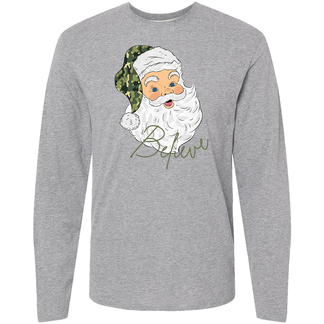 Believe In Santa Adult Long Sleeve Tee
