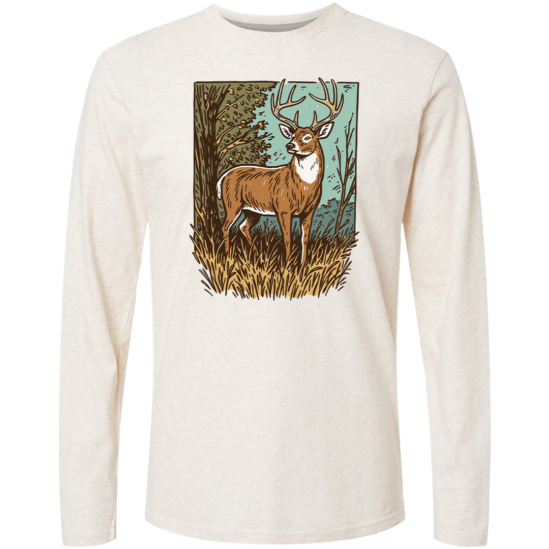 Vintage Deer Adult Long Sleeve Tee