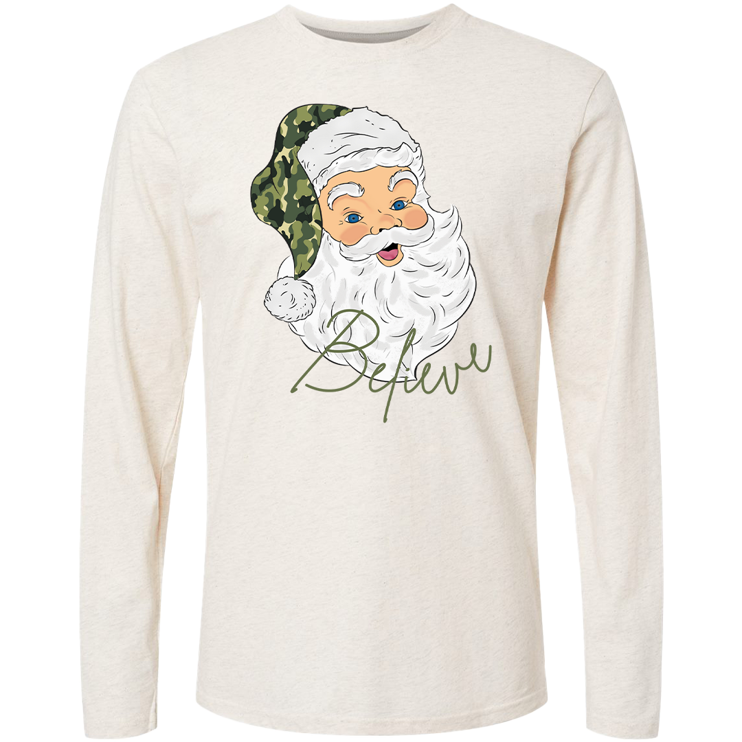 Believe In Santa Adult Long Sleeve Tee