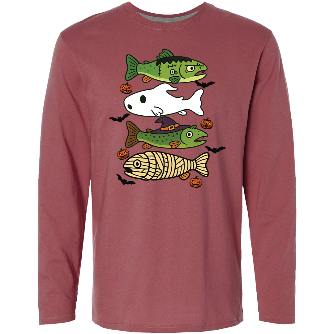 Halloween Fish Adult Long Sleeve Tee