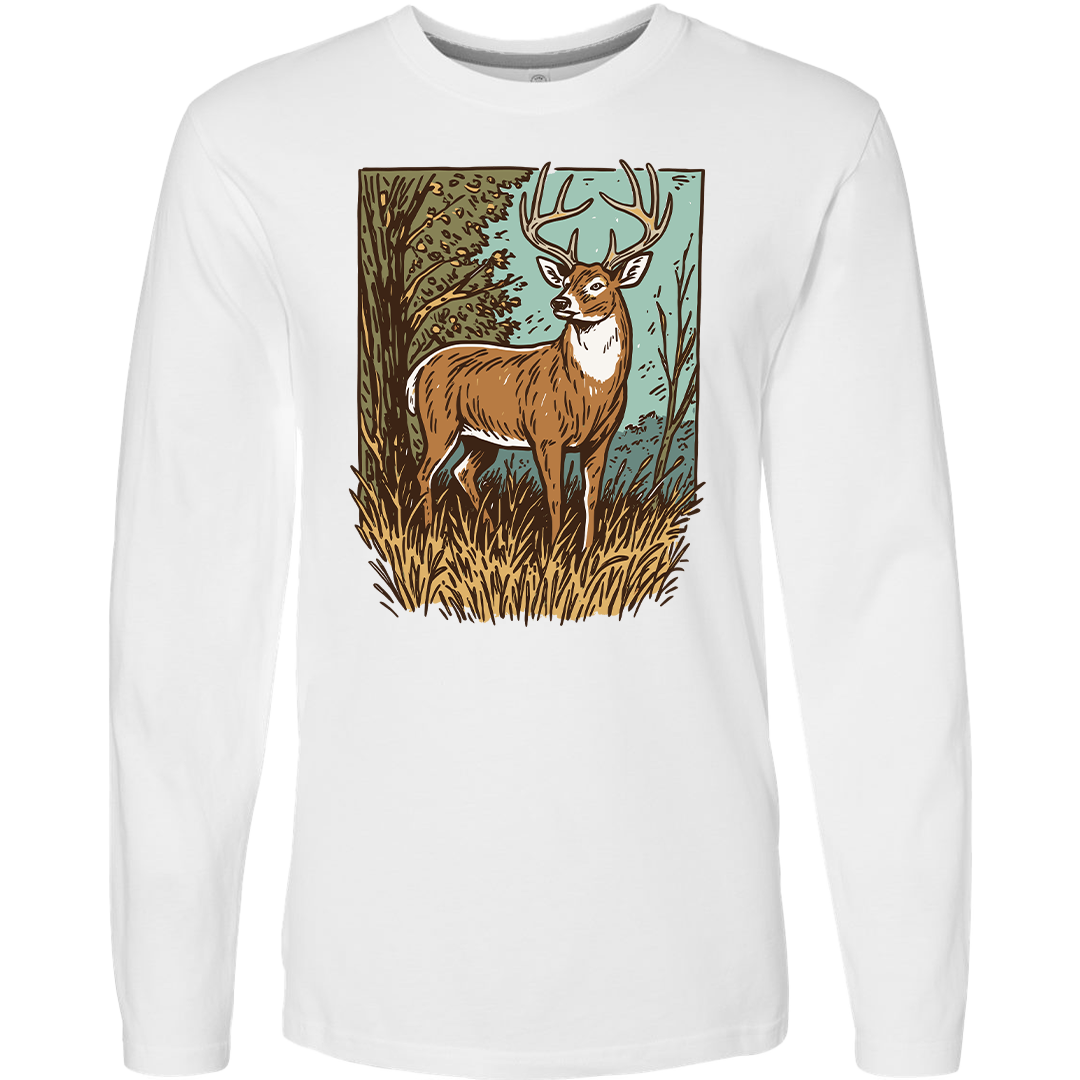 Vintage Deer Adult Long Sleeve Tee