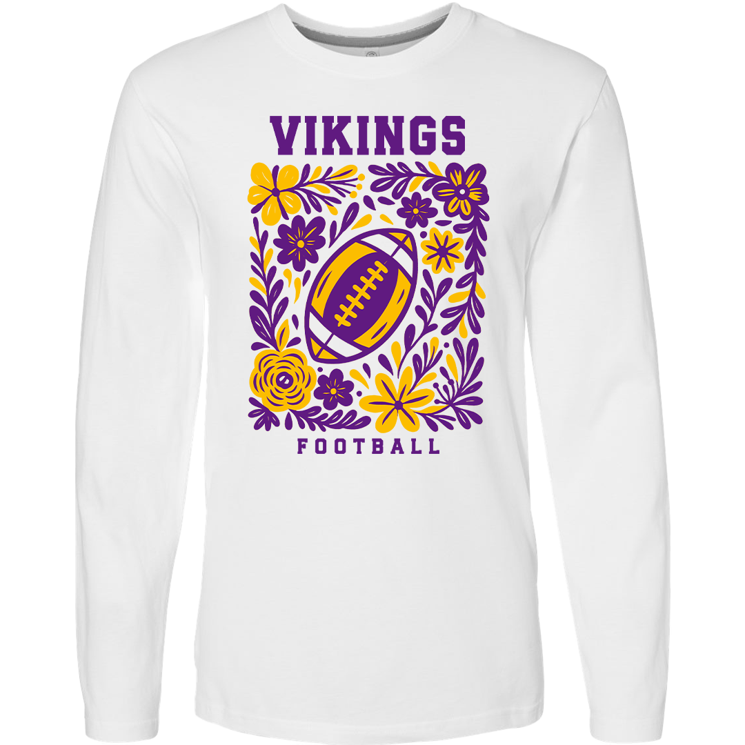 Vikings Floral Adult Long Sleeve Tee