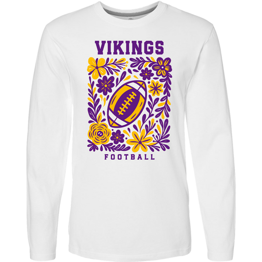 Vikings Floral Adult Long Sleeve Tee