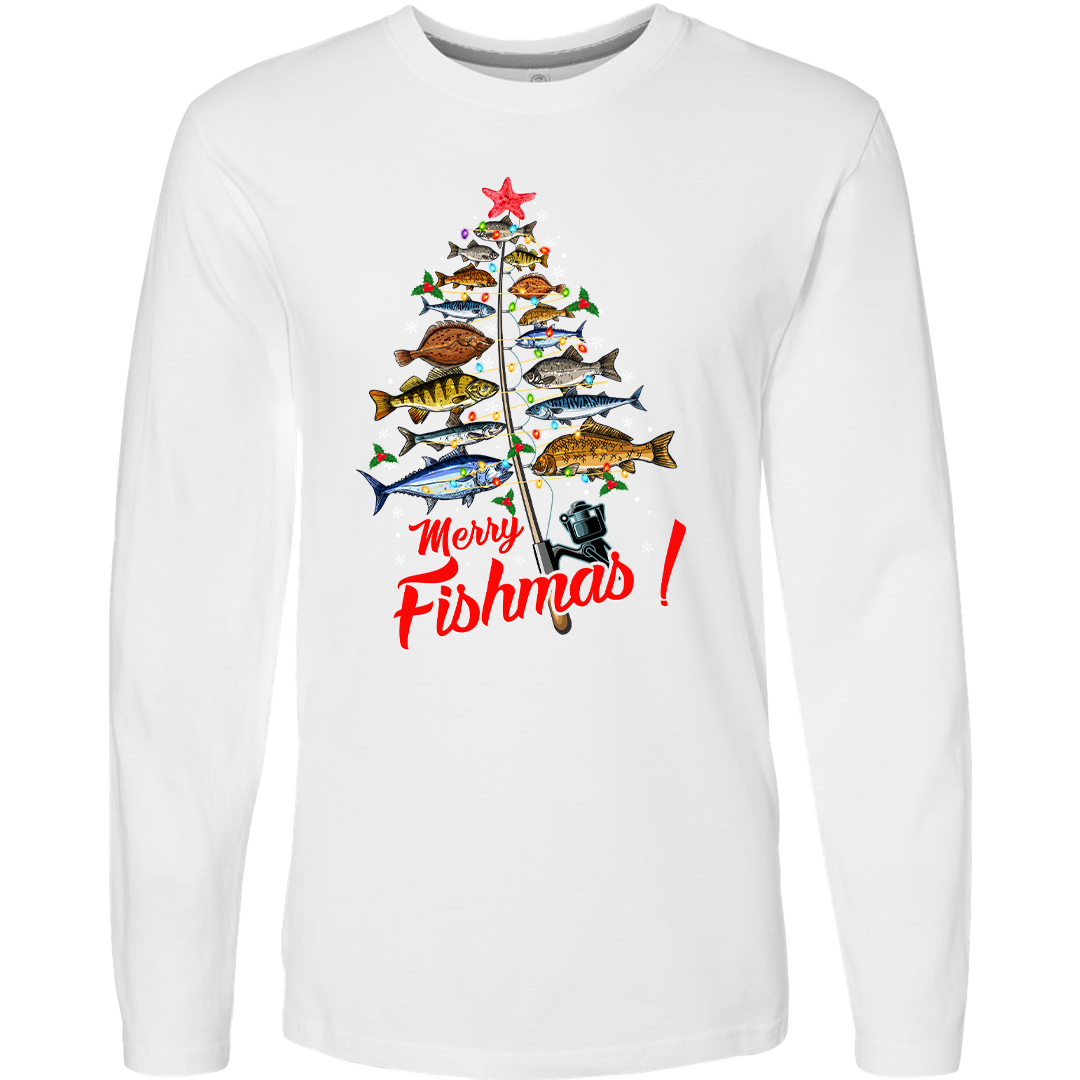 Merry Fishmas Adult Long Sleeve Tee