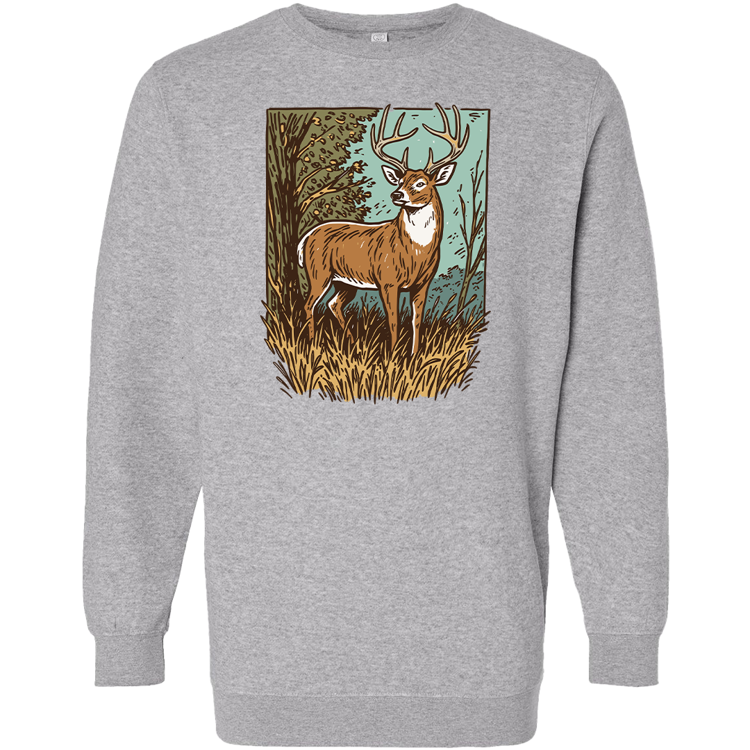Vintage Deer Adult Crew Neck Sweatshirt