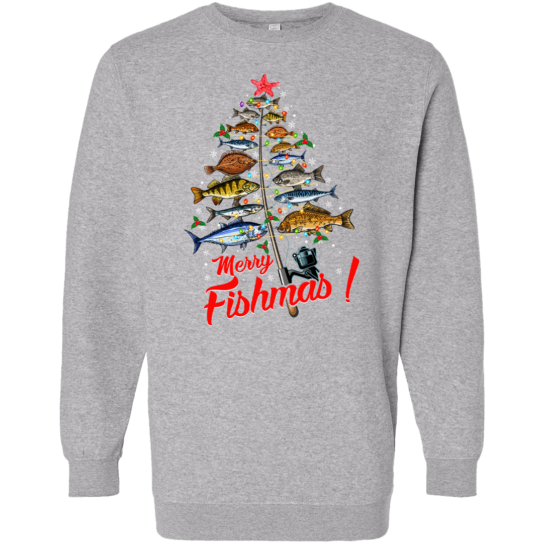 Merry Fishmas Adult Crew Neck Sweatshirt