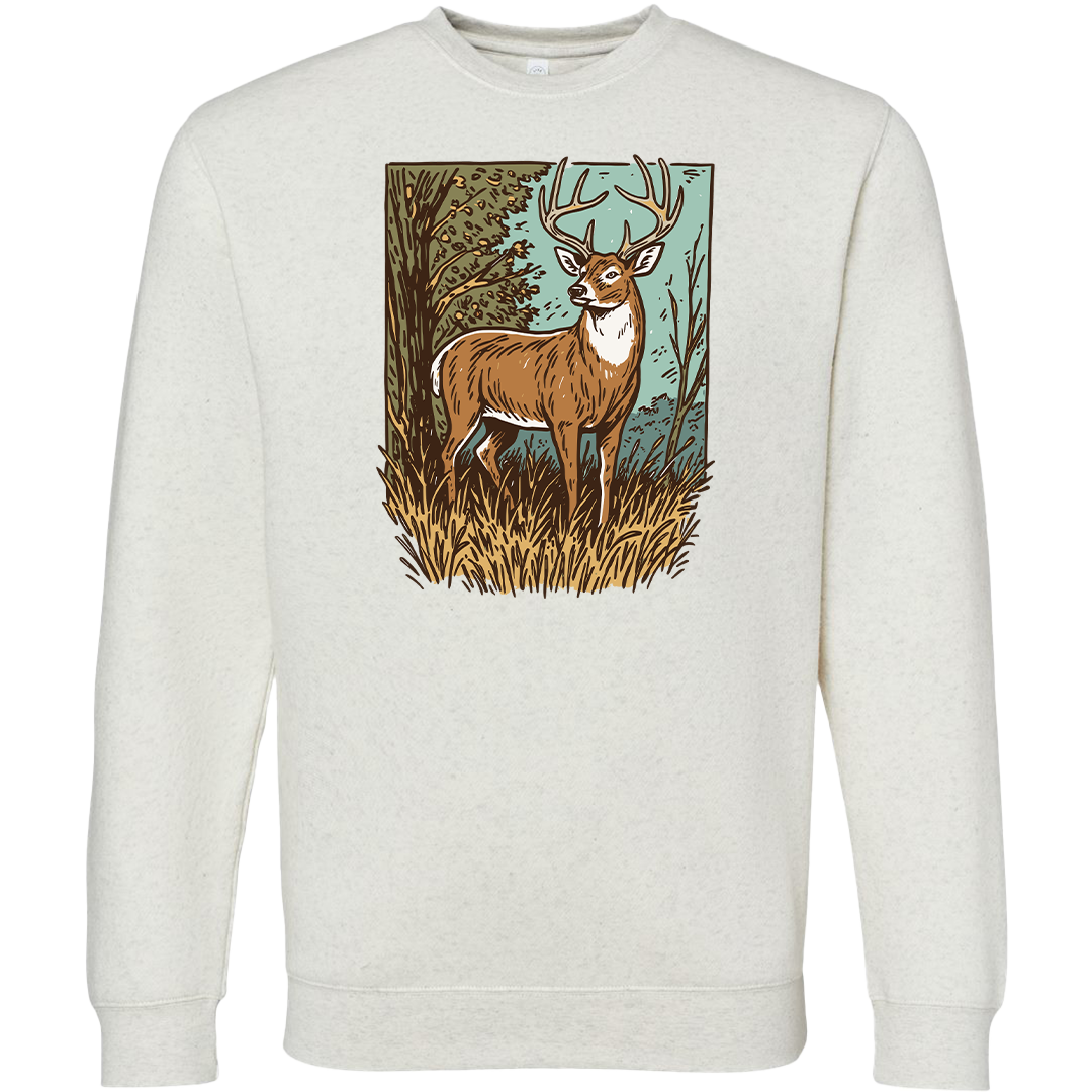 Vintage Deer Adult Crew Neck Sweatshirt