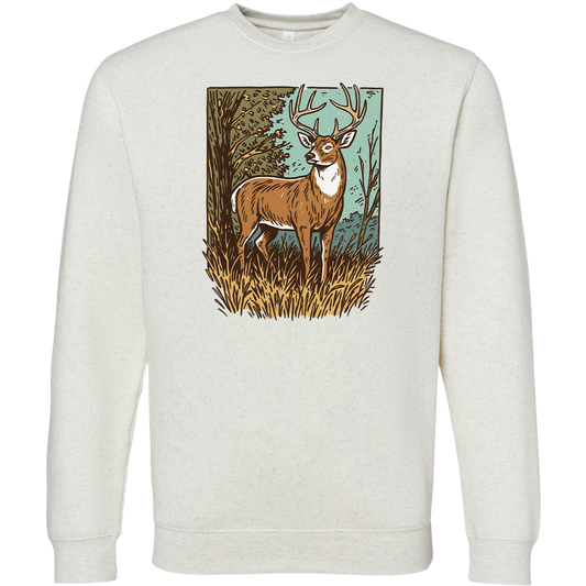 Vintage Deer Adult Crew Neck Sweatshirt