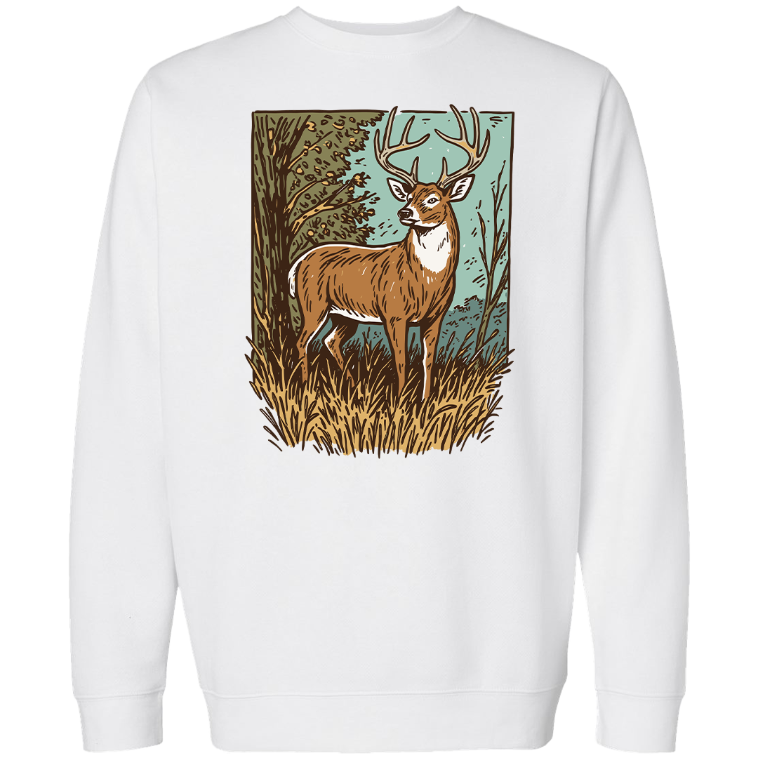 Vintage Deer Adult Crew Neck Sweatshirt