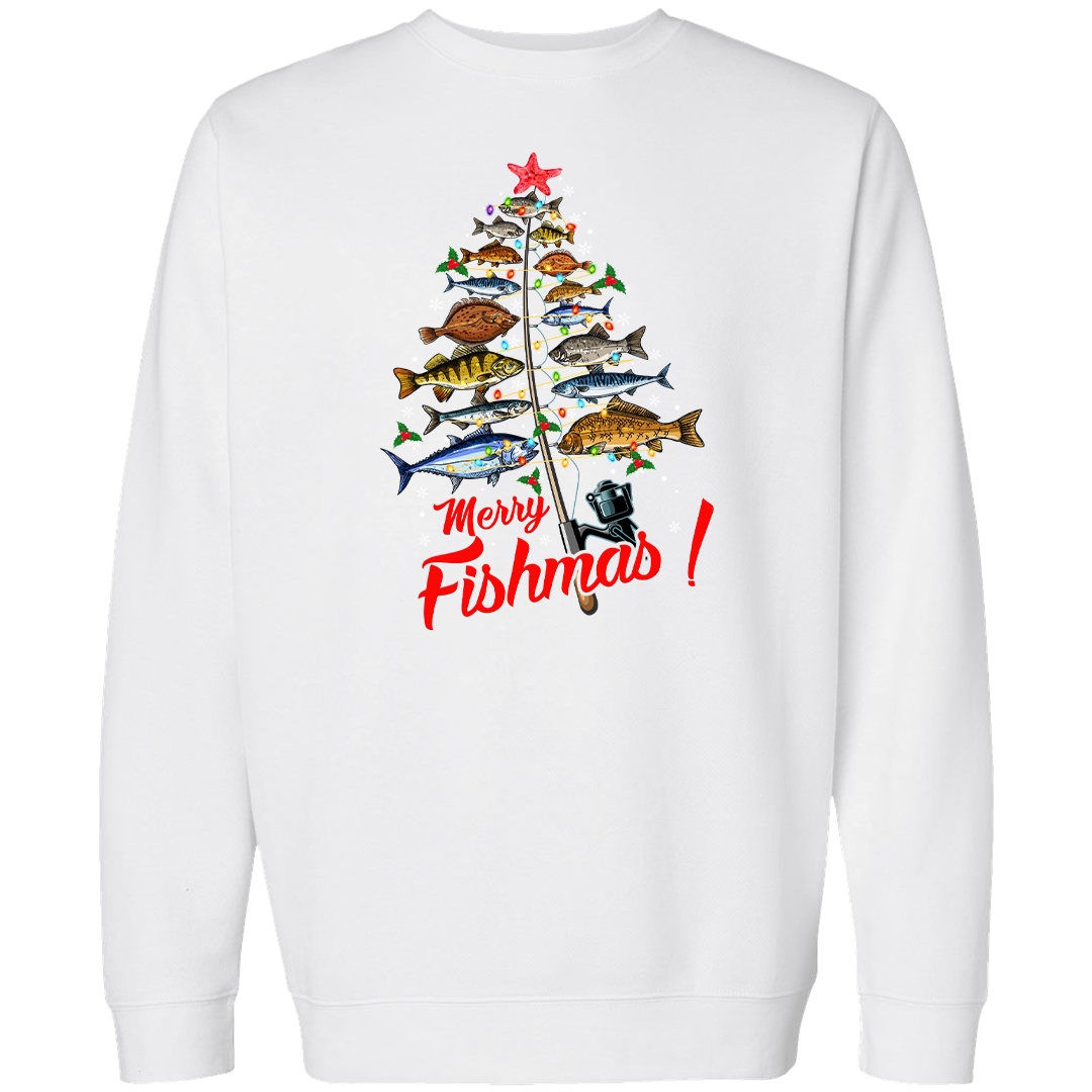 Merry Fishmas Adult Crew Neck Sweatshirt