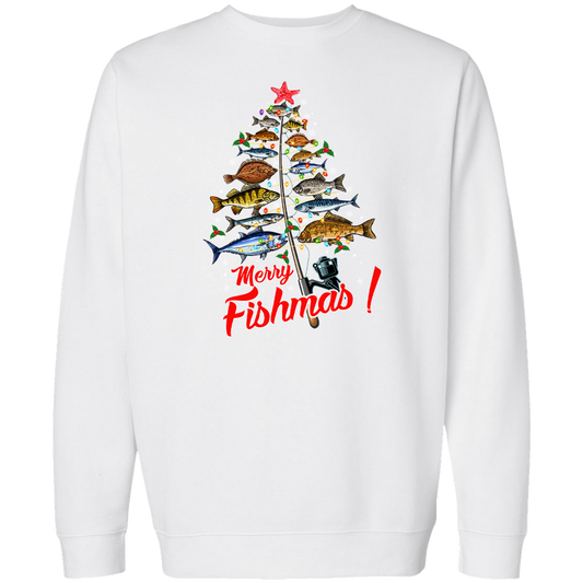 Merry Fishmas Adult Crew Neck Sweatshirt
