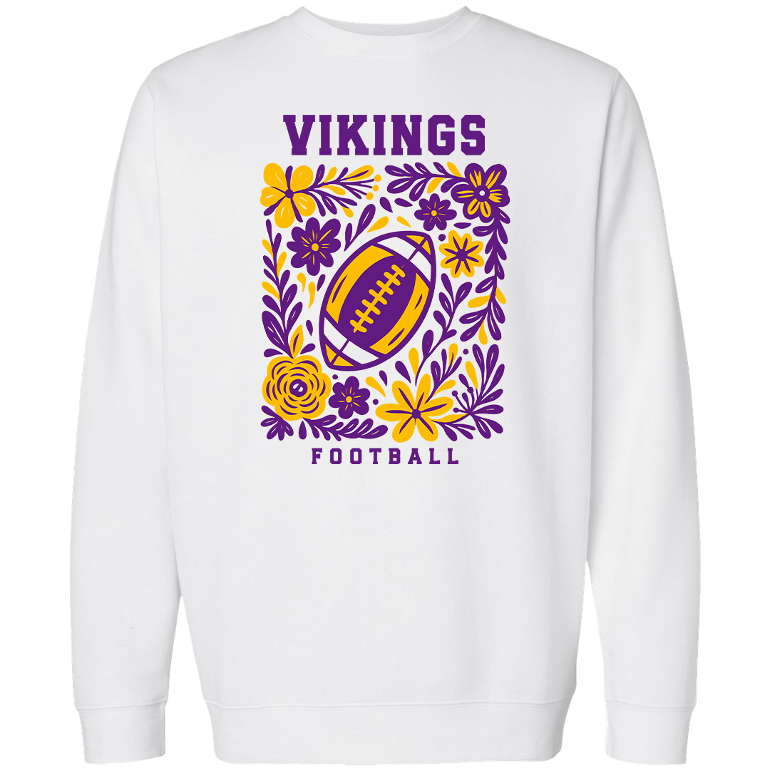 Vikings Floral Adult Crew Neck Sweatshirt