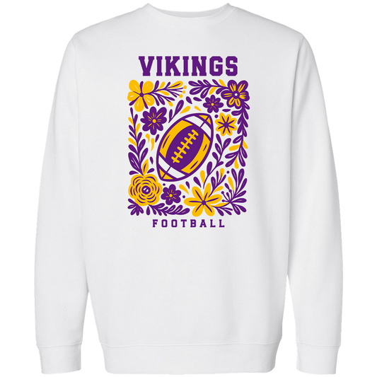 Vikings Floral Adult Crew Neck Sweatshirt